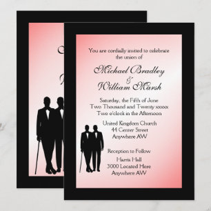 Invitación de boda gay con toque de rosa