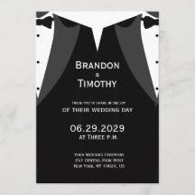 Invitación de boda gay de corbata negra elegante