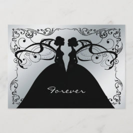 Invitación de Boda Gay Lesbiana Elegante de Plata 