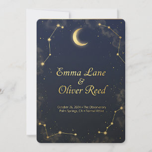 Invitación de boda Géminis Celestial Elegante Dobl