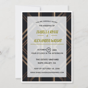 Invitación de boda geométrica Art Deco de lujo