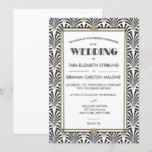 Invitación de boda geométrica Art Deco Gatsby