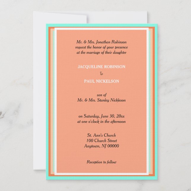 Invitación de boda geométrica azul de fruta de mel (Anverso)