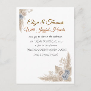Invitación de boda geométrica boho de terracota y