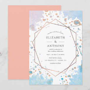 Invitación de boda geométrica de acuarela de moda