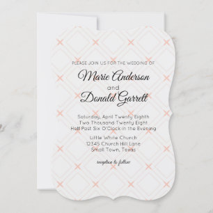 Invitación de boda geométrica de crema de melocotó