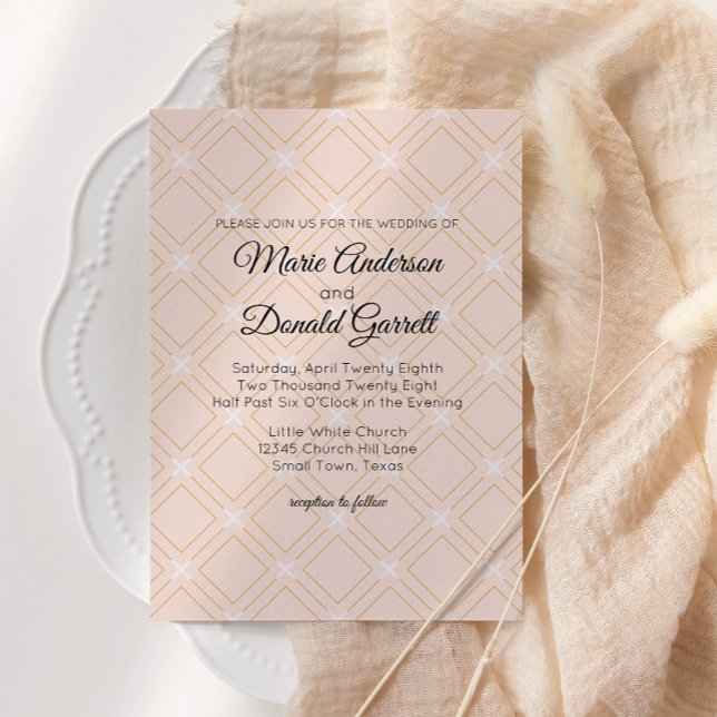 Invitación de boda geométrica de durazno pastel y  (Subido por el creador)