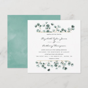 Invitación de boda geométrica de eucalipto acuarel