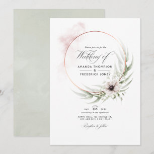 Invitación de boda geométrica de eucalipto acuarel