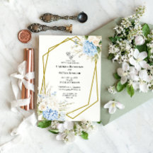Invitación de boda geométrica de Hortensia Azul