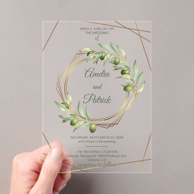 Invitación de Boda Geométrica de Rama de Olivo de  (Insitu (portátil))