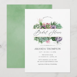 Invitación de boda geométrica de suculentas con ac