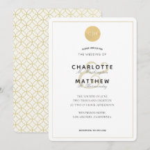 Invitación de Boda Geométrica Elegante Monograma d