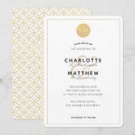 Invitación de Boda Geométrica Elegante Monograma d