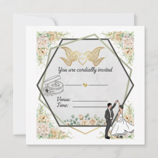 Invitación de boda geométrica floral elegante
