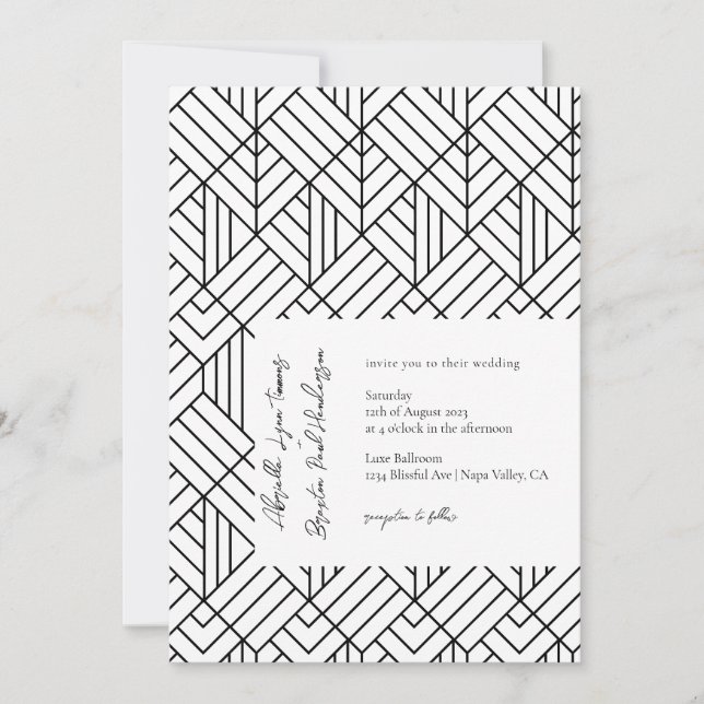 Invitación de boda geométrica simple (Anverso)