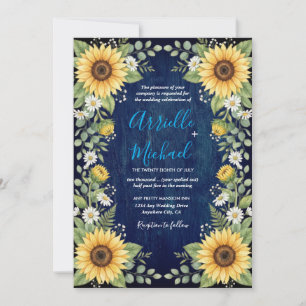 Invitación de Boda Girasol Madera Marina Rústica
