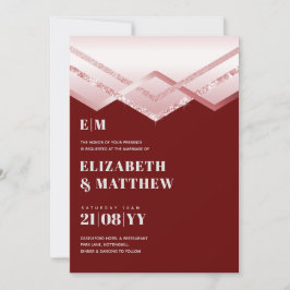 Invitación de Boda Glam Rosegold DECO Moderna y Ch