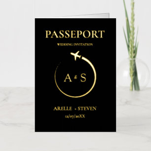 Invitación de Boda Gold Passport