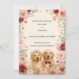 Invitación de boda Golden Retriever Romántico