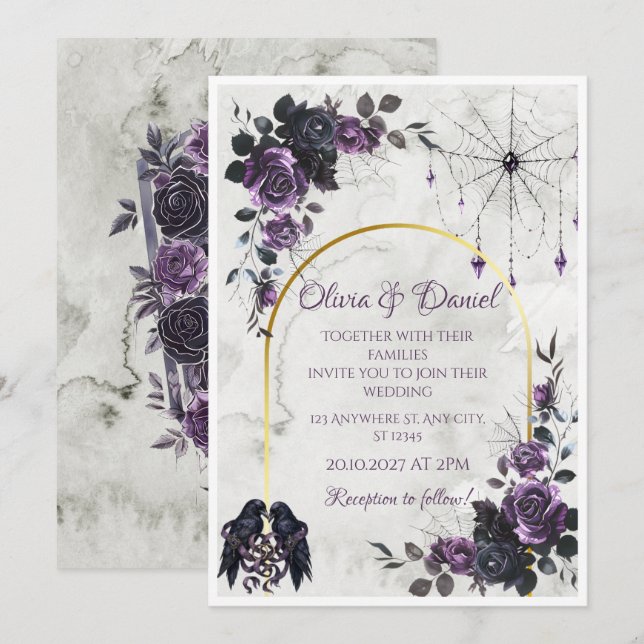 Invitación de boda gótica (Anverso / Reverso)
