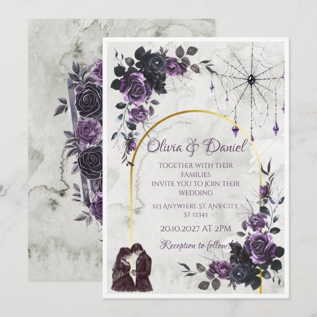 Invitación de boda gótica (Anverso / Reverso)