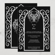 Invitación de boda gótica con borde ornamentado