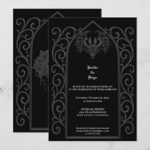 Invitación de boda gótica con borde ornamentado