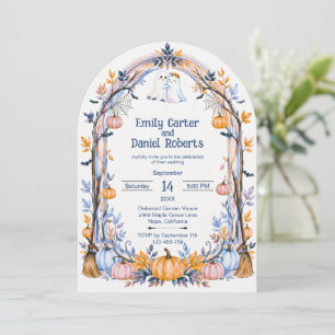 Invitación de boda gótica de calabaza de Halloween
