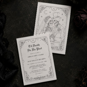 Invitación de boda gótica de Halloween hasta la mu