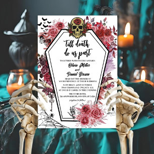 invitación de boda gótica de Halloween hasta que l