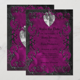 Invitación de boda gótica de Halloween para guarda