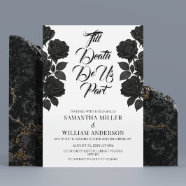 Invitación de boda gótica de rosas negras de Hallo