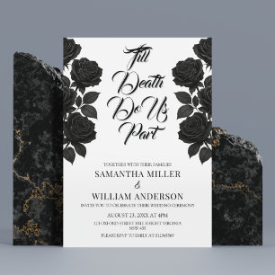 Invitación de boda gótica de rosas negras de Hallo