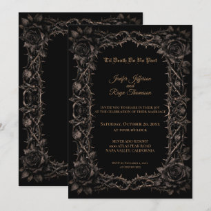 Invitación de boda gótica de rosas oscuras