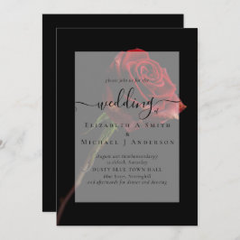 Invitación de boda gótica de rosas rojas