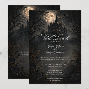 Invitación de boda gótica del castillo embrujado v