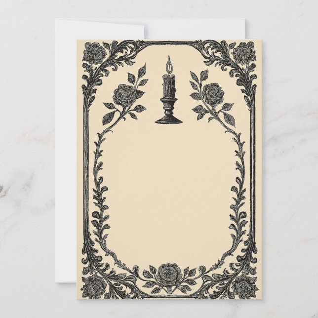 Invitación de boda gótica - Diseño de vela (AI-Gen (Anverso)