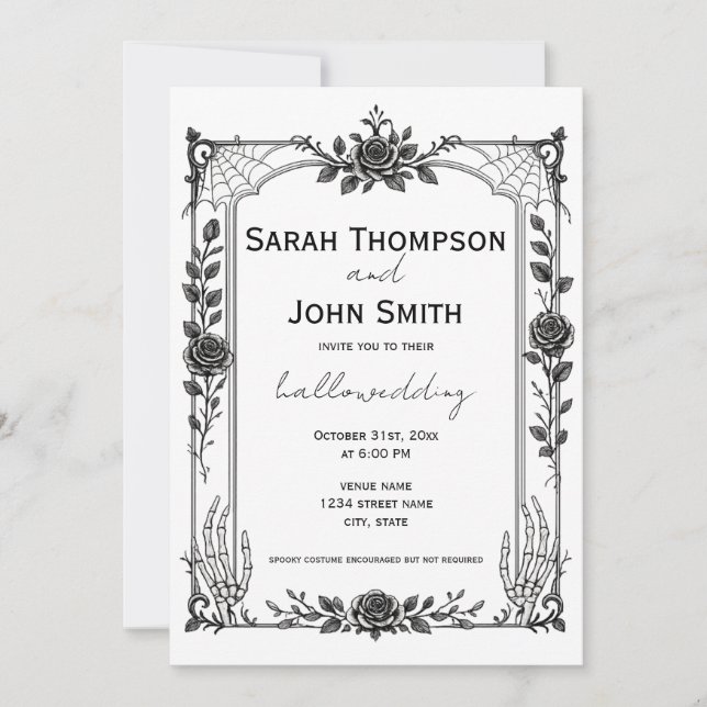 Invitación de Boda Gótica Espeluznante de Hallowee (Anverso)