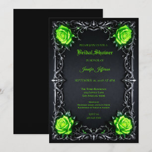 invitación de boda gótica floral de Halloween