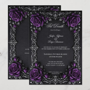 invitación de boda gótica floral elegante