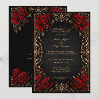 invitación de boda gótica floral elegante