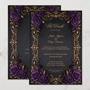 invitación de boda gótica floral elegante