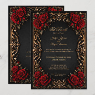 invitación de boda gótica floral elegante