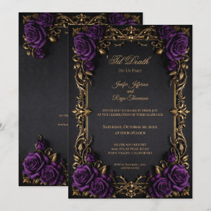 invitación de boda gótica floral elegante