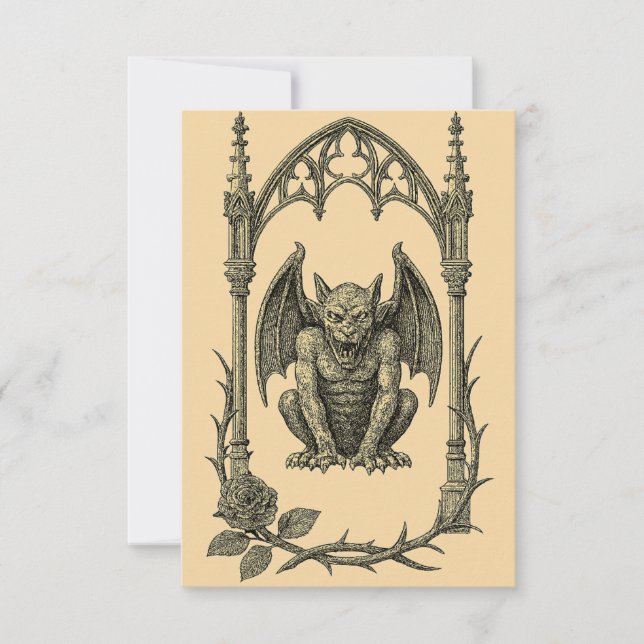 Invitación de boda gótica - Gárgola (generada por  (Anverso)
