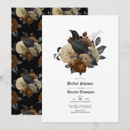 Invitación de boda gótica glam vintage ámbar cuerv