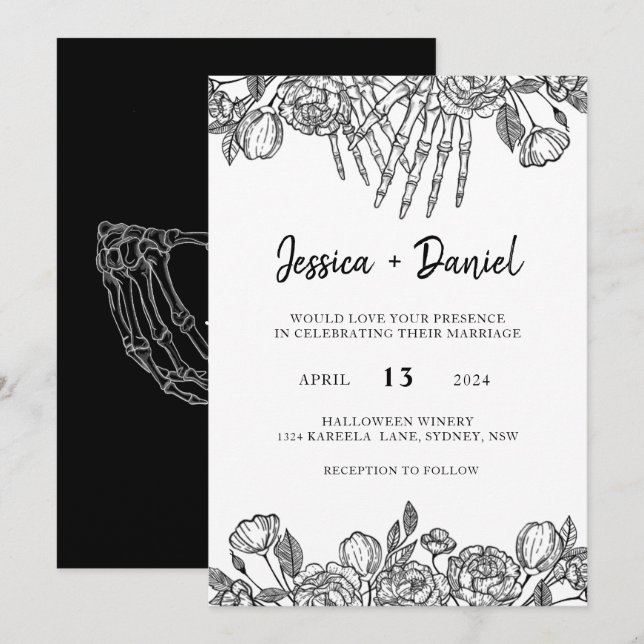 Invitación de boda gótica hasta la muerte (Anverso / Reverso)