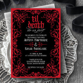 Invitación de boda gótica hasta la muerte roja y n
