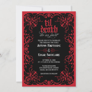 Invitación de boda gótica hasta la muerte roja y n